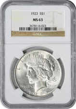 1923 Peace Silver Dollar MS63 NGC