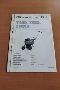 HUSQVARNA Gartenfräse T 250 255 R Ersatzteilliste parts list tiller 1994 Hacke