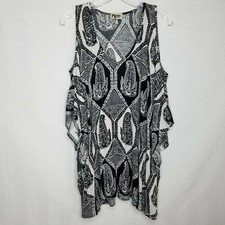 Show Me Your Mumu Cold Shoulder Boho Dress White Black V-Neck Size S R407P