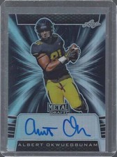 ALBERT OKWUEGBUNAM 2020 LEAF METAL DRAFT BLACK PRISMATIC ROOKIE AUTO RC #D 7/15