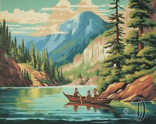 Sailing in the Forest at the Foot of the Mountains - Printed Needlepoint Canvas