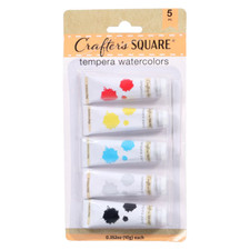 5 Tempera Watercolor Paints 10g .352 oz Tubes Red, Yellow, Blue, Gray, Black