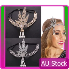 1920s 20s Gatsby Headband Vintage Bridal Headpiece Silver Gold Costume Accessory