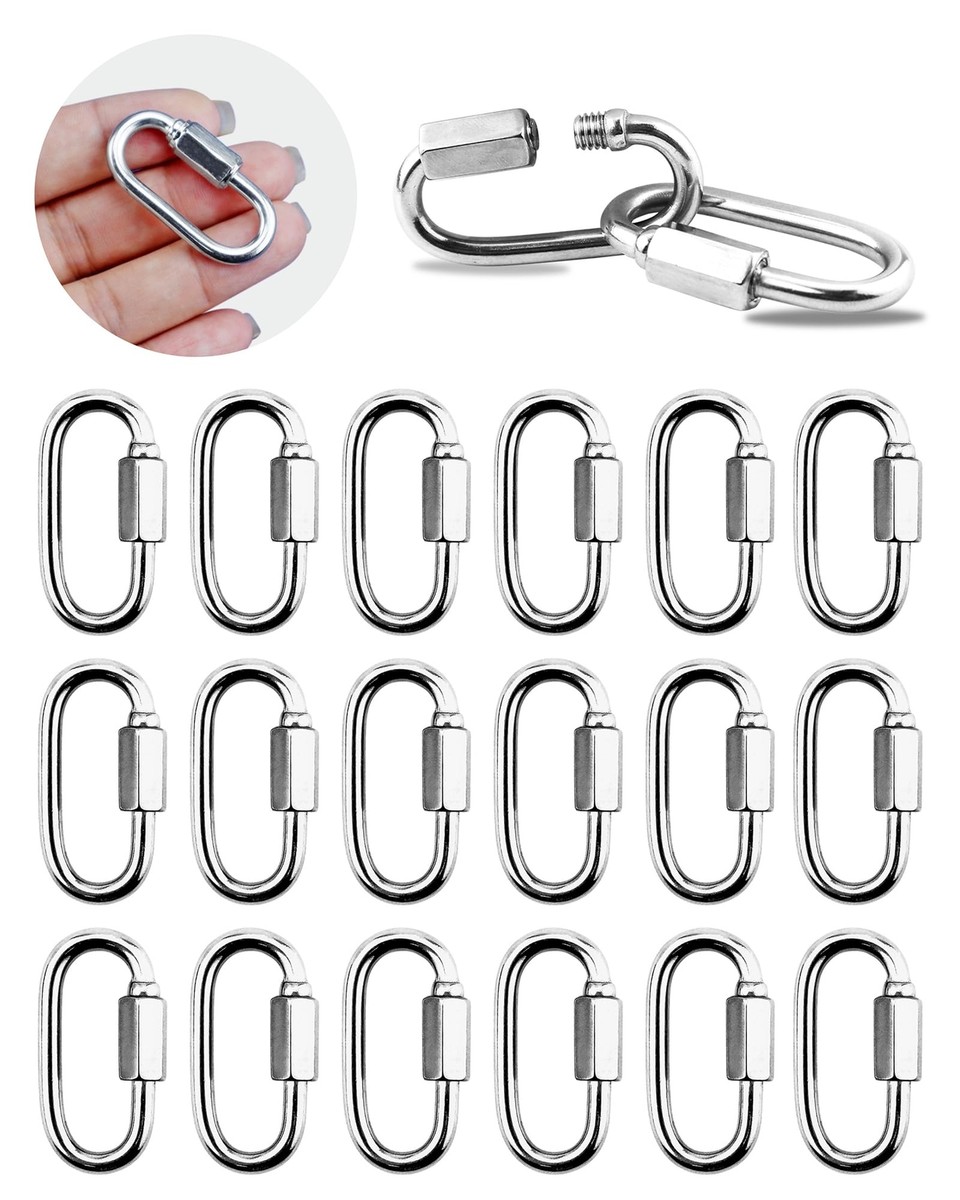 M METERXITY 4-Pack Stainless Steel Quick Chain Link Connectors – 5/16" DIA, 2.9" Length, Locking Repair Links For Swings, Camping, Hiking, And Backpacks