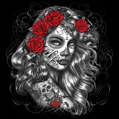 Day Of The Dead Girl Roses Lady Sugar Skull Dia De Los Muertes T Shirt Tee Ebay