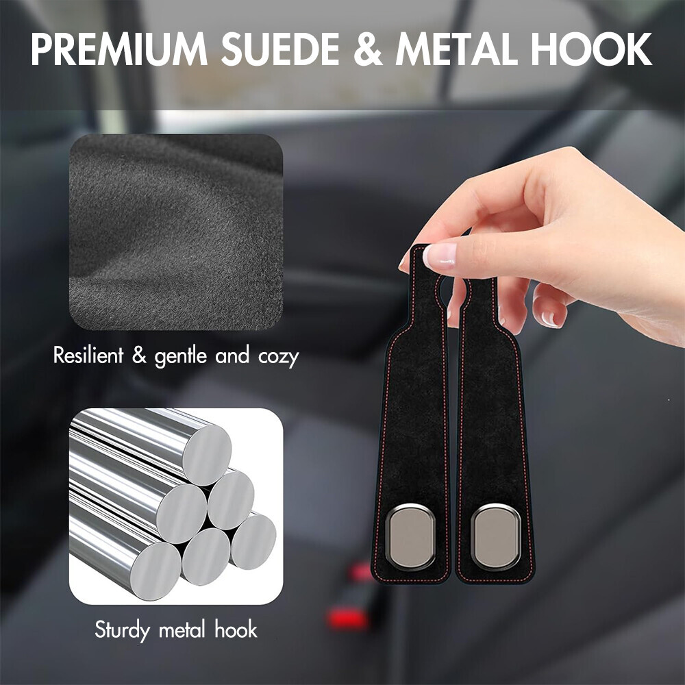 1pcs Black Car Headrest Hook Leather Seat Back Hanger Bag Purse Cloth Holder