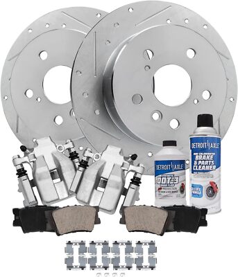 8BRear Drilled Rotors + Calipers & Brake Pads for 2008 - 2011 Toyota