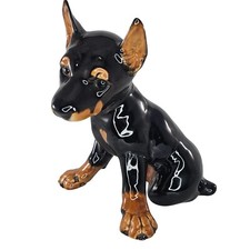 Goebel Doberman Puppy Figurine Dog Black Brown Porcelain *Repaired*