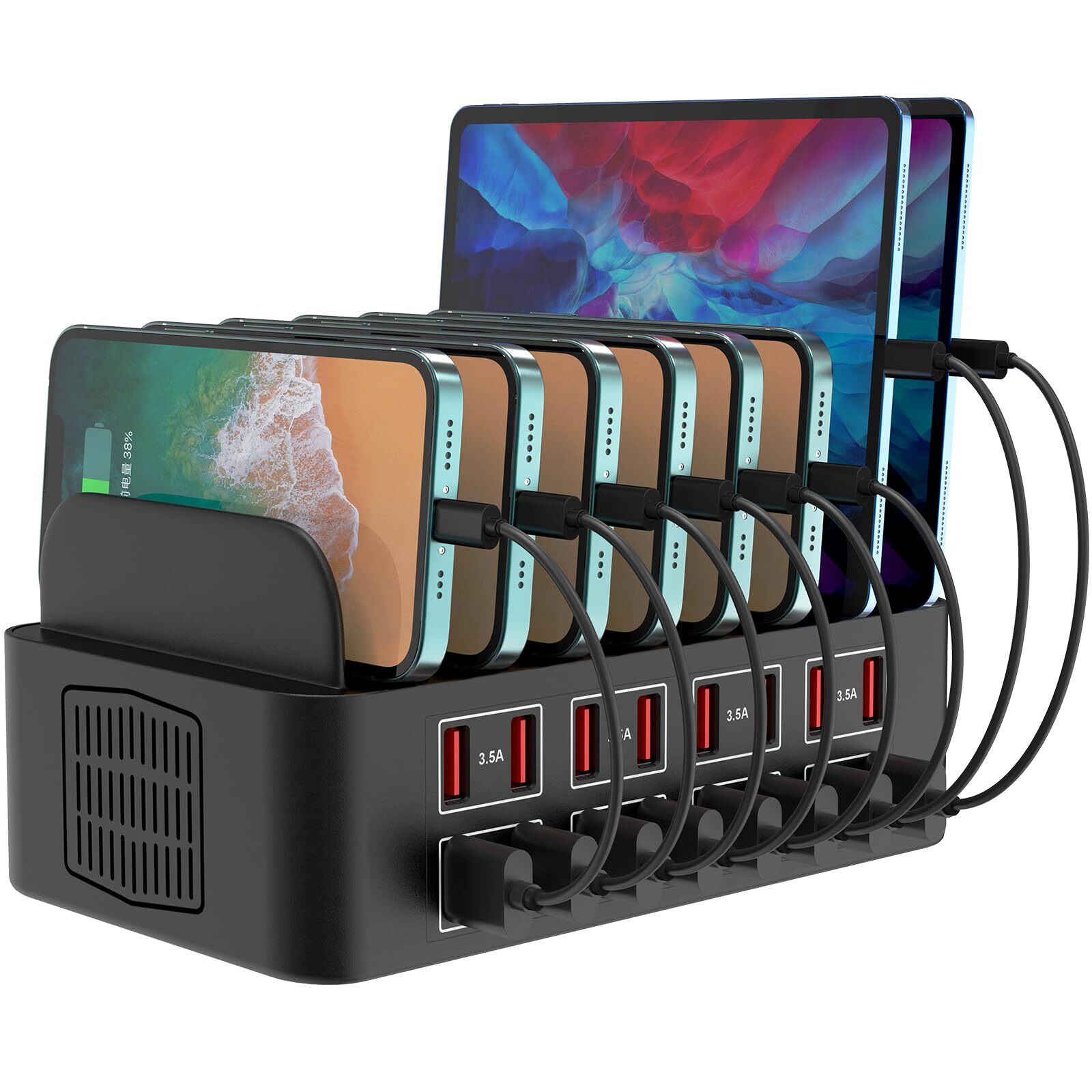 Charging Station for Multiple Devices,Cinlinso 150W/35A 16 Port USB Charging ...-image