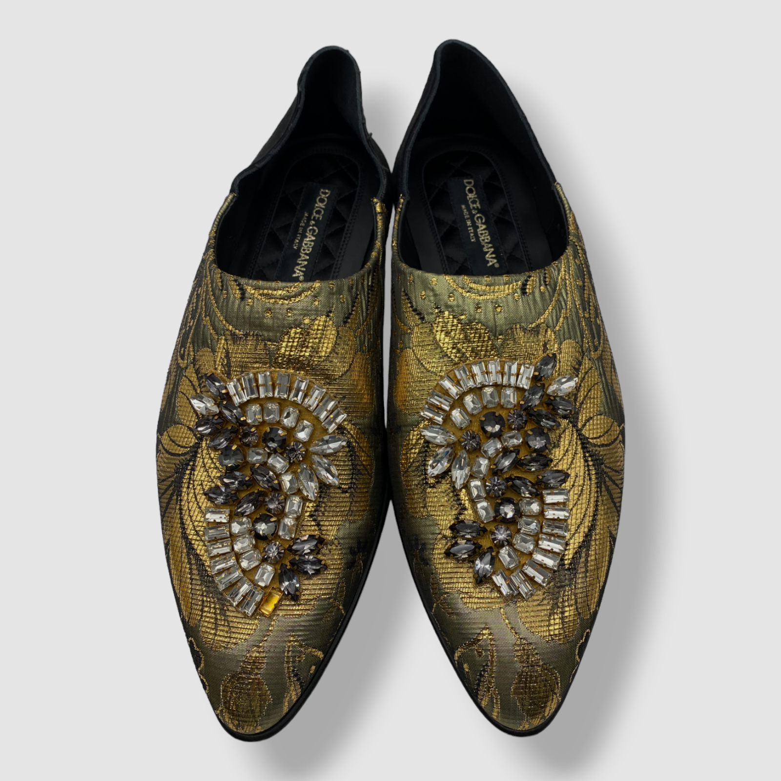 PANTOFOLA D’ORO Scarpe pantofole jacquard Dolce & Gabbana da uomo oro Jason damascato $3545 taglia 8