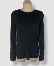 1590 The Row Women's Black Visby Cashmere Rib-Knit Long Sleeve Top Size M