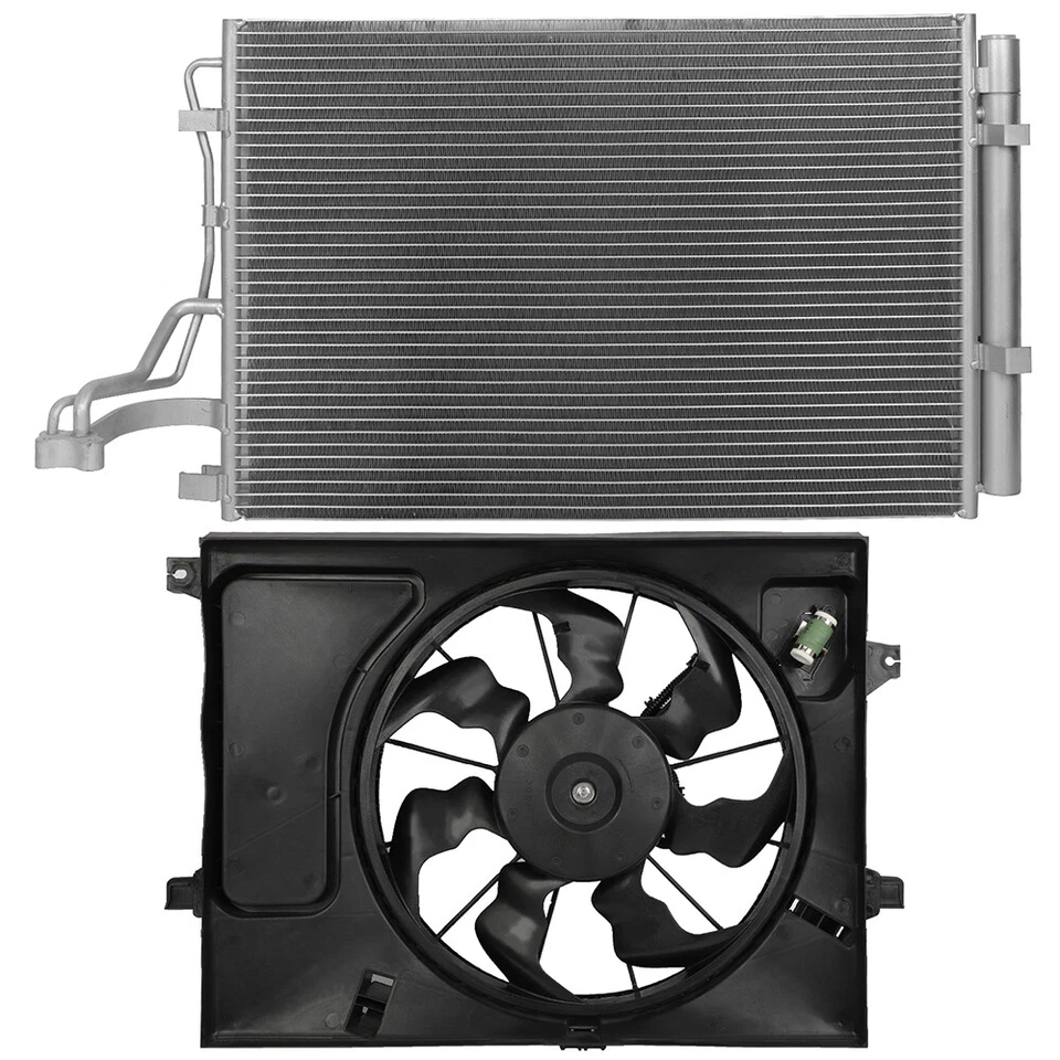 Kit de ventilador condensador de CA eléctrico de aluminio PICKOOR para Kia Soul 2014-2016 Foto 2 de 4