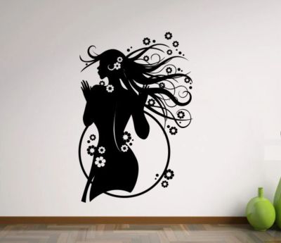 Wandaufkleber Wandtattoo Aufkleber Tattoo Frau Woman Girl Blüten Blumen Stye 116