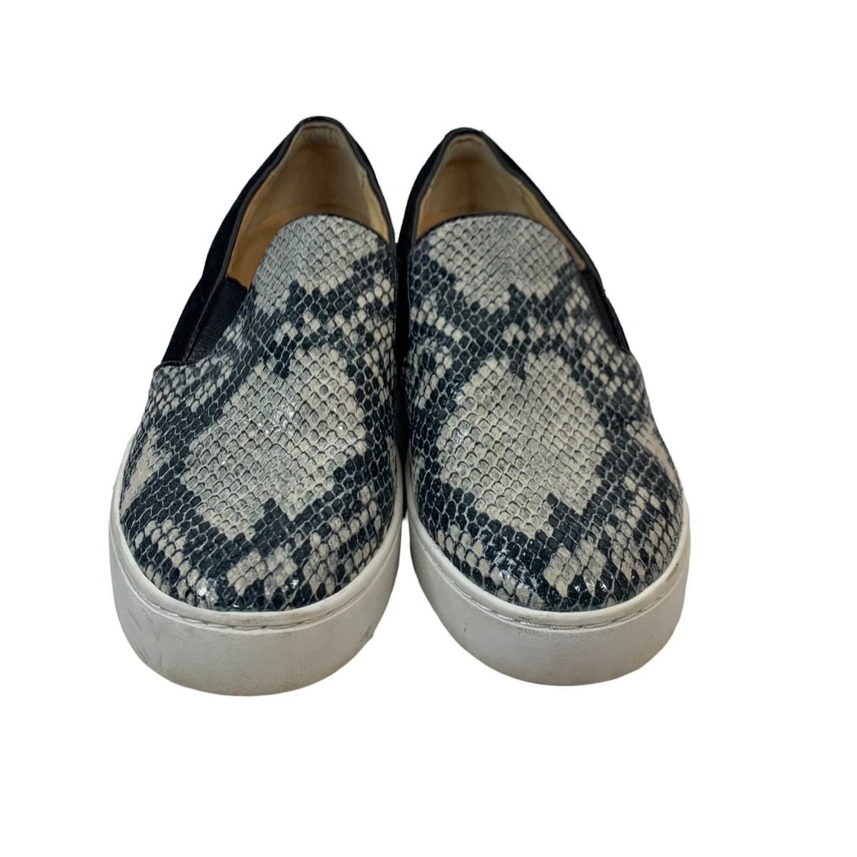 Vionic 356 Midi Black Suede Snake Print Slip On Comfort Shoes