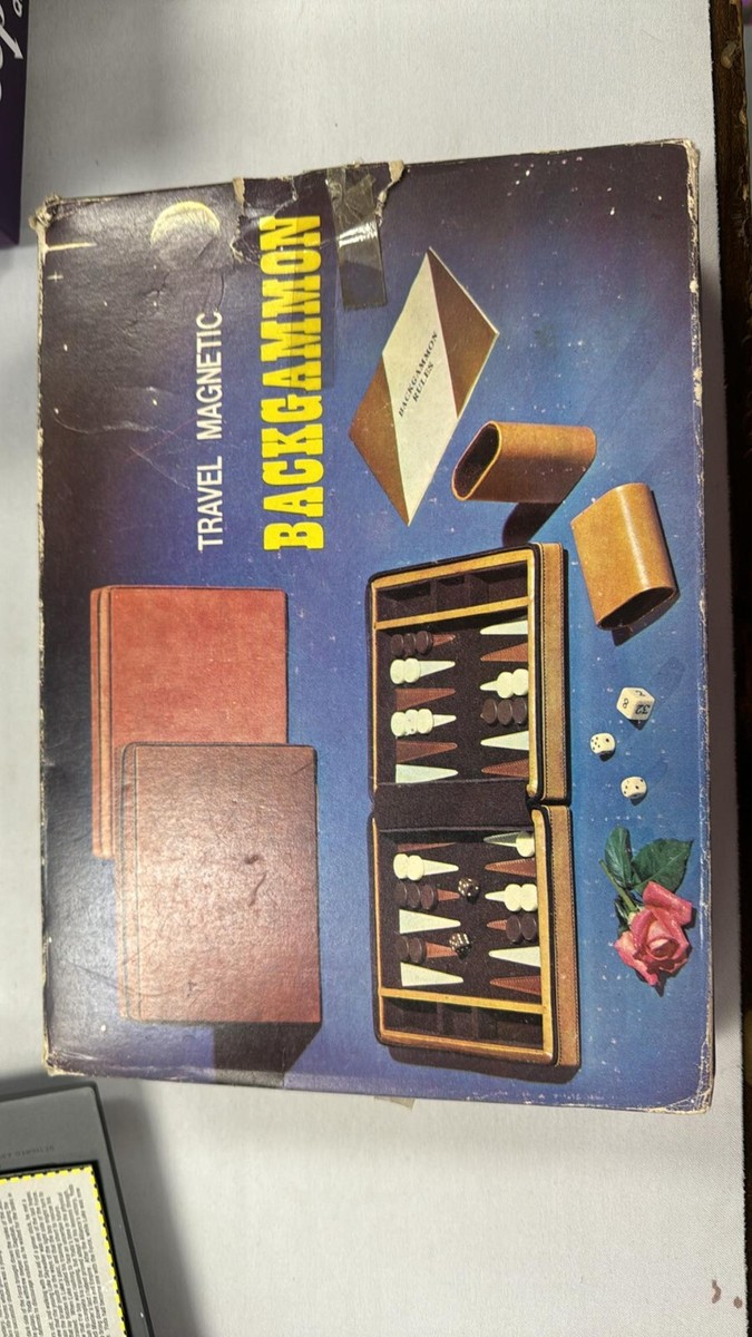 VINTAGE Backgammon Game 1970's Set in Black Zipper Travel Case