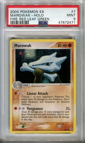 PSA 9 MINT Pokemon MAROWAK Holo Rare 2004 ex FireRed & LeafGreen #7/112