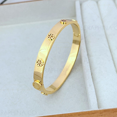 Neu Damen Armband ToryBurch Classic Double T Logo Scharnier Armreif Schmuck Geschenke