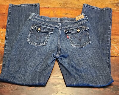  Womens Levis Jeans Straight Leg 32 ×30 Button Back Pockets Medium Wash