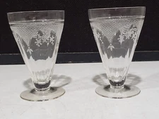 2- Fostoria #266 Etched VIRGINIA Clear 4 7/8"  Footed Tumblers Soda Glasses