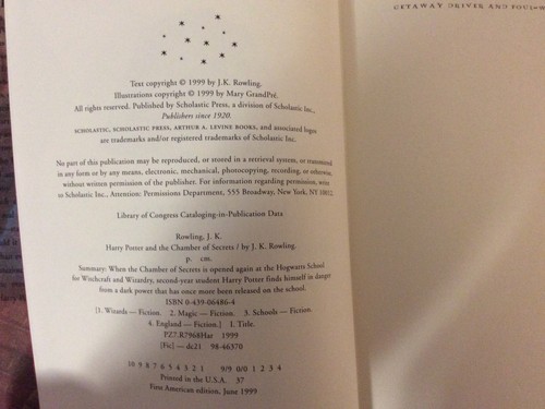 Harry Potter and the Chamber of Secrets First Edition First Printing~Rowling - Picture 6 of 11
