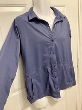 Women’s ExOfficio Shirt XL Blue Insect Shield Long Sleeve Outdoor Travel Pockets