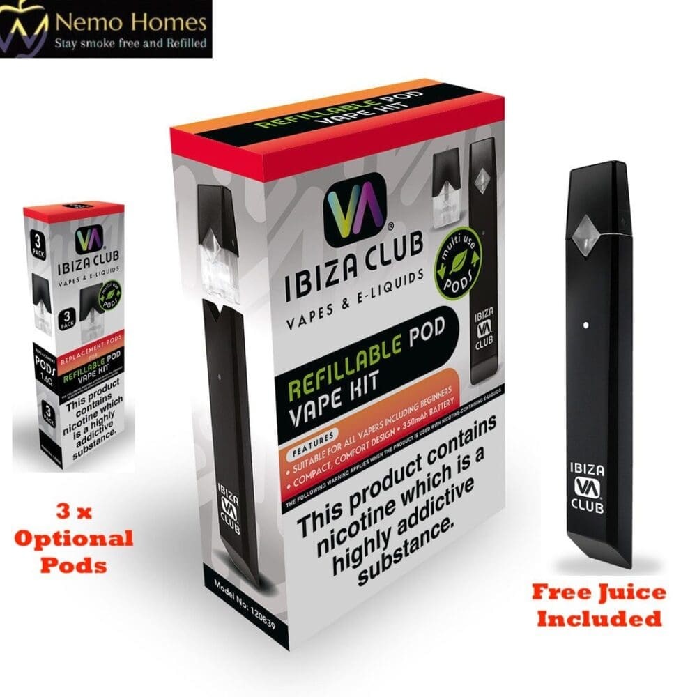Refillable Pod Vape Kit by Ibiza Club + Oil |Logic Compact Evod Alternative 