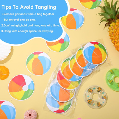 8 Pieces Beach Ball Garland Summer Pool Party Hanging Banner Decorations Pool...