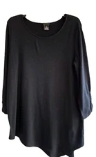 NEW DIRECTIONS Stretch Slub Knit Top - XL - Scoop Nec, 3/4 Slvs, Asymmetric Hem