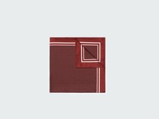 New INDOCHINO Men s Handkerchief Pocket Square Maroon Frame Dot 100 Silk