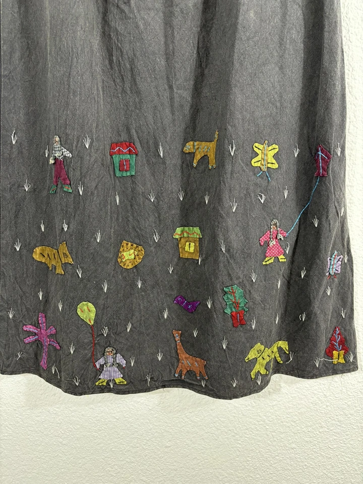 Sacred Threads 裙子 尺寸 中号 灰色 Maxi 弹性腰波西米亚拼布 公仔 — 第 3/4 张图片