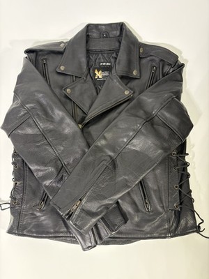 Xelement M Women s Black Leather Motorcycle Jacket Insulated Zip-Out Liner Biker