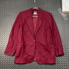 Sag Harbor Maroon Red Casual One Button Blazer 100 Pure New Wool Women Size 10