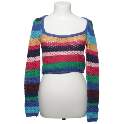 Zara, Strickpullover, Größe: S, Blau/Mehrfarbig, Baumwolle, Streifen, Damen #D4S