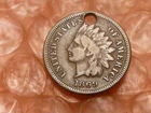1869 Indian Head Cent/Penny Key-Date Coin Fine Holed #2