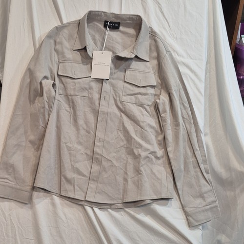 Alden, Alden & Ash Men's Beige Twill Long Sleeve Button-Up Shirt Chest Pocket S