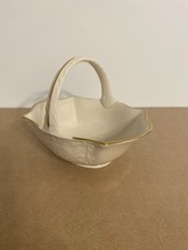 Lenox Daisy Patterned Basket with Handle 6" Gold Accent Made in USA