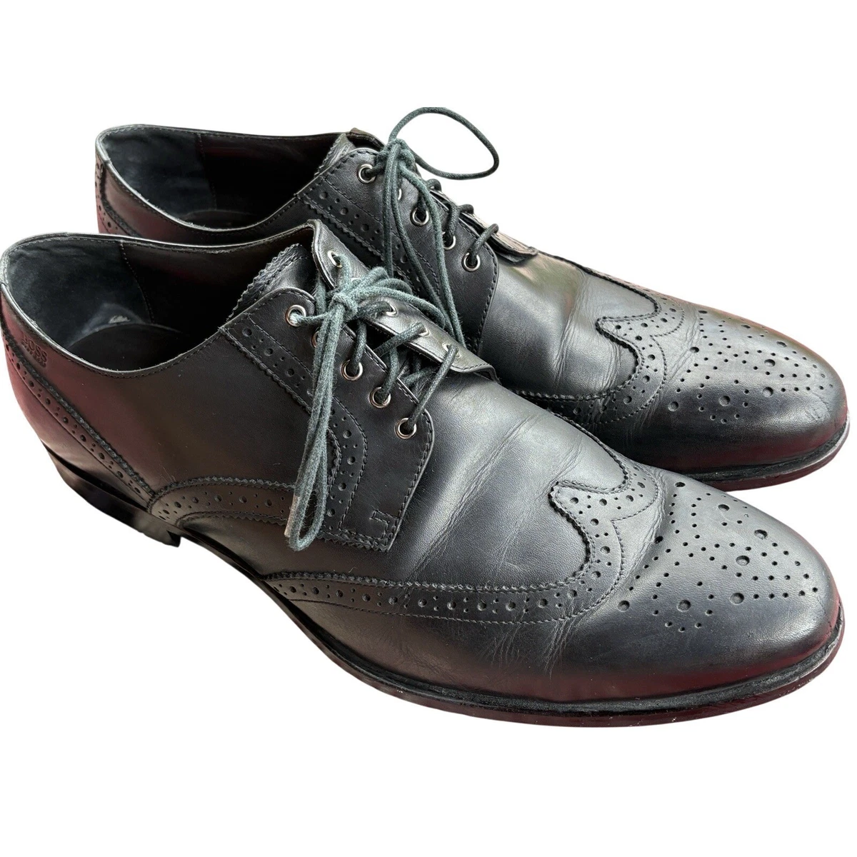 Men’s Boss By Hugo Boss Medium Red Lotux Leather Wingtip Dress Work Shoes 11 HUGO BOSS Leather Upper Wingtip Dress Shoes for Men | eBay main image 3