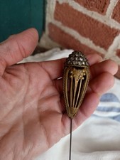 ANTIQUE VICTORIAN ART NOUVEAU FLORAL EMBOS RHINESTONE HATPIN 11 1/2
