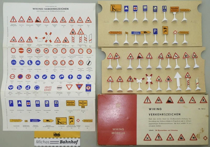 36 Warnzeichen und Hinweise Wiking 100w Verkehrszeichen 1/87 KA4 å