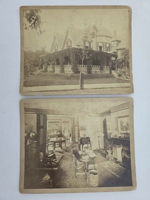 1889 antique PHOTOS lynn ma GEORGE CARR Residence House Interior 8x10 victorian