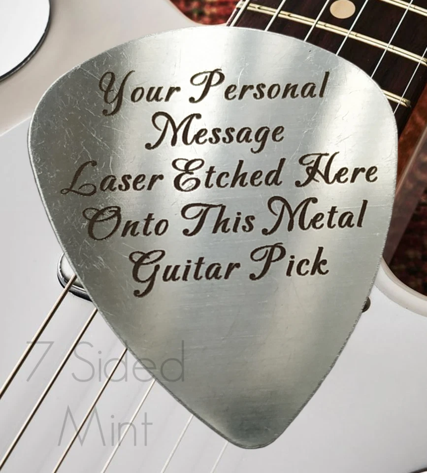 7 SIDED MINT Personalised Guitar Pick Gift - Engraved Present - Birthday/Anniversary Plectrum
