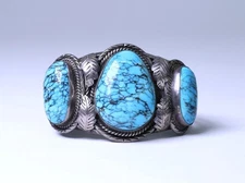 Navajo Cuff Women's Bracelet Silver & Spiderweb Turquoise