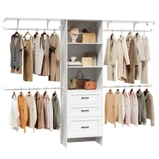 HOOBRO Closet Wardrobe Heavy-Duty Clothes Rack Freestanding Closet Organizer