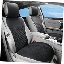 2pcs Car Seat Covers,Leather Water Proof Material No Slip Soft Car Seat Black