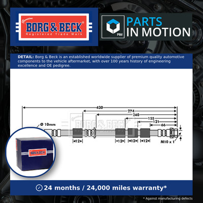 Brake Hose BBH7952 Borg & Beck Hydraulic 1751662 1773094 Top Quality Guaranteed