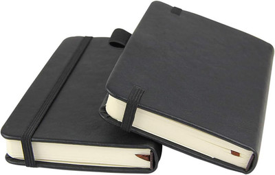 (2-Pack Pocket Notebook 3.5'' X 5.5'', Small Hardcover Journal with Pen Holder, In