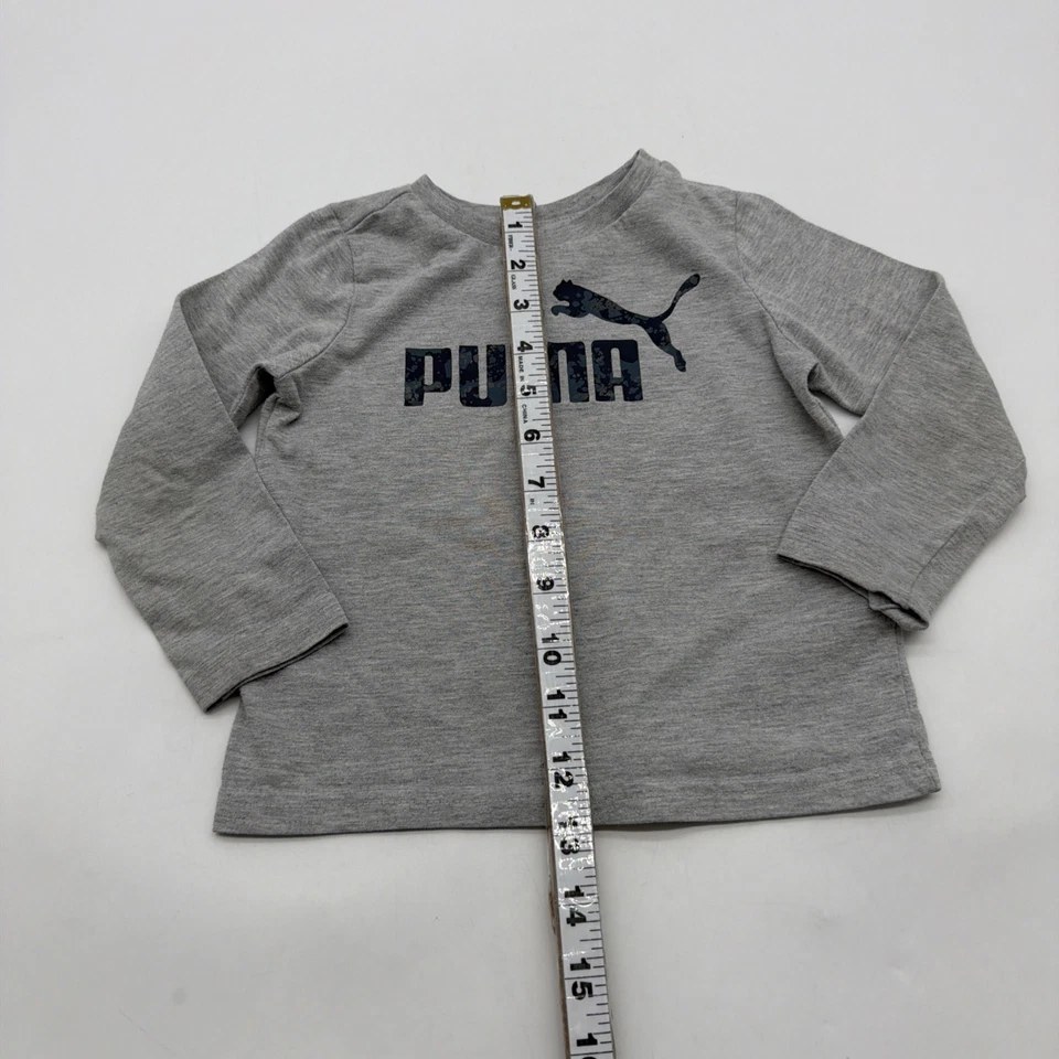 Camiseta Puma manga longa criança meninos tamanho 24M cinza estampa gráfica logotipo. #38326 - Imagem 4 de 4