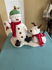 2004 Hallmark Jingle Pals Plush Snowman Barking Dog Animated Jingle Bells