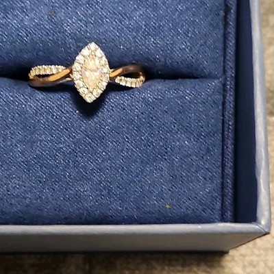 White Marquise Diamond Yellow Gold Band Fine Ring Prong Setting Colorless Stone