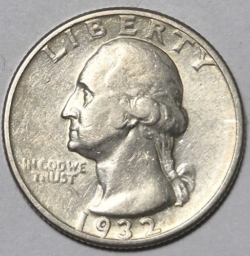 1932D Washington Silver Quarter. Key To The Series. Problem Free XF